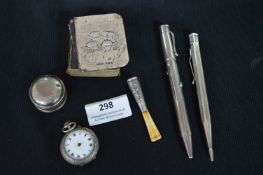 Hallmarked Silver Items Including Propelling Pencils, Cigarette Holder, etc.