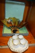 Japanese Paper Fan and Delphine China Egg Cups