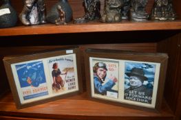 Two Framed Vintage Postcards