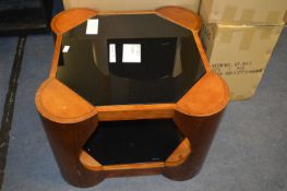 *Square Black Glass & Medium Oak Coffee Table