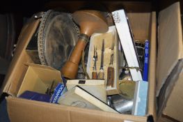 Large Box of Plated Ware, Cutlery, etc.