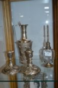 Metal Candlesticks, Scent Bottle, etc.
