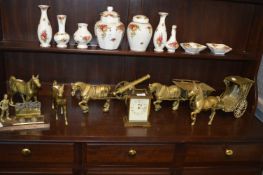 Brass Cart Horse and a Mantel Clock