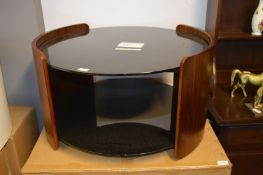 *Circular Black Glass & Dark Oak Coffee Table