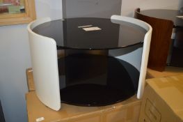 *Circular Black Glass & White Coffee Table