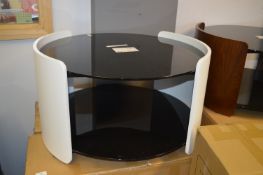 *Circular Black Glass & White Coffee Table