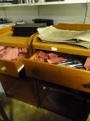 *Pair of Wooden Cutlery Stands, Cutlery and Placemats