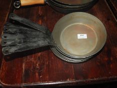 *Six Black Iron Fry Pans
