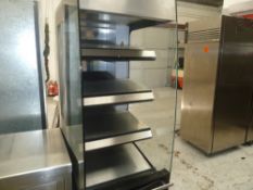 * Fri-jado heated grab and go display, shelves, all in good condition. (1920H x 640W x 960D)
