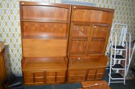 Two Pieces Retro Teak Wall Unit