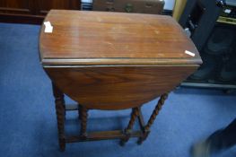 Edwardian Oak Barley Twist Drop Leaf Table