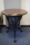 Cast Iron Based Mahogany Topped Pub Table