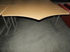 Shaped Desk in Beech and Silver Finish