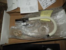 *Chrome & White Leather Effect Monobloc Tap