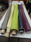*Five Small Rolls of Leatherette & Various Upholstery Cloth