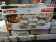 *Selen 9pc Teflon Coated Aluminium Cookware Set