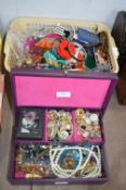 Basket and a Jewellery Box of Costume Jewellery