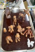 Tray Lot of Wooden Animals etc.