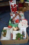 Two Boxes of Christmas Decorations, etc.