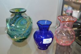 Three Art Glass Vases