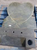 *Large Green Heart Shaped Headstone with Base