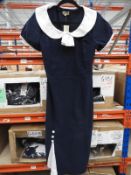 *5 Size: 18 Lindy Bop Emmaline Blue & White Tops