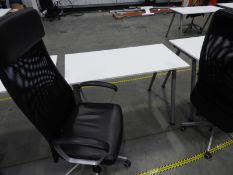 *Contemporary Style White Office Table with High Back Faux Leather Gas Lift Office Chair with Mesh B