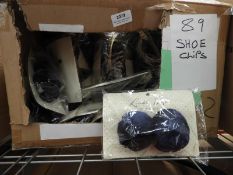 *89 Fluffy Pom Pom Blue Shoe Clips