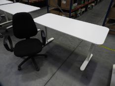 *Contemporary Style White Adjustable Height Desk with Office Chair