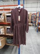 *9 Lindy Bop Ivory Vintage Style Dress (Burgundy B