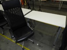 *Contemporary Style White Office Table with High Back Faux Leather Gas Lift Office Chair with Mesh B