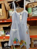 *5 Size: 14 Corinna Mid Blue Embroidered Dresses