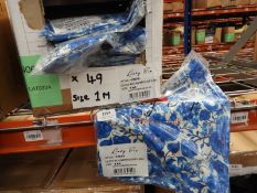 *49 1m Squares of Blue Watercolour Floral Fabric