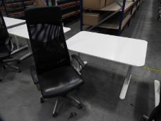 *Contemporary Style White Adjustable Height Desk with High Back Faux Leather Chair
