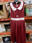 *2 Size: 10 Lindy Bop Lana May Burgundy & White Po