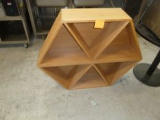 * new oak effect decorative wall shelves , 6 sided, 1150x950x250