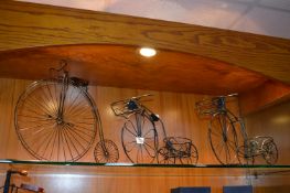 Three Metal Pennyfarthing Ornaments