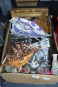 Box of Household Goods Including Electric Iron, Fr