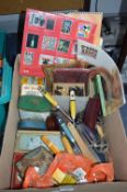 Box of Collectibles, Tins, Calendars, Kitchen Uten
