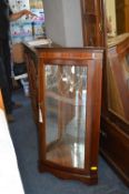 Bow Fronted Mahogany Effect Glazed Corner Cabinet