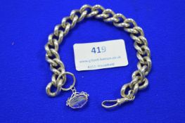 Silver Albert Chain Bracelet & Fob ~57.4g