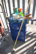 Blue Plastic Chest of Drawers, Weed Killer, Brush,