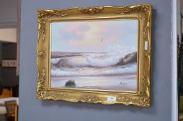 Oil on Canvas in Ornate Gilt Frame - Seascape