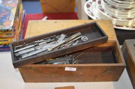 Small Wooden Toolbox, Drill Attachments, etc.