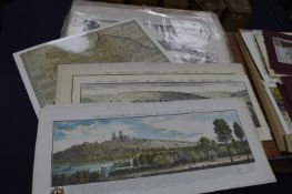 Hand Painted Prints - Panoramic Views of Lincoln, Sheffield, York and Scarborough