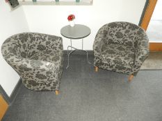 *Pair of Grey Floral Tubs Seats and a Circular Met