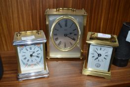 Three Brass Carriage Clocks