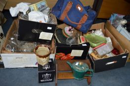 Four Boxes and a Bag of Assorted Household Goods,