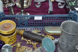 Collectibles Including Brass Figures, Tankard, etc