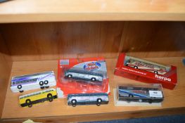 Six Diecast American Buses